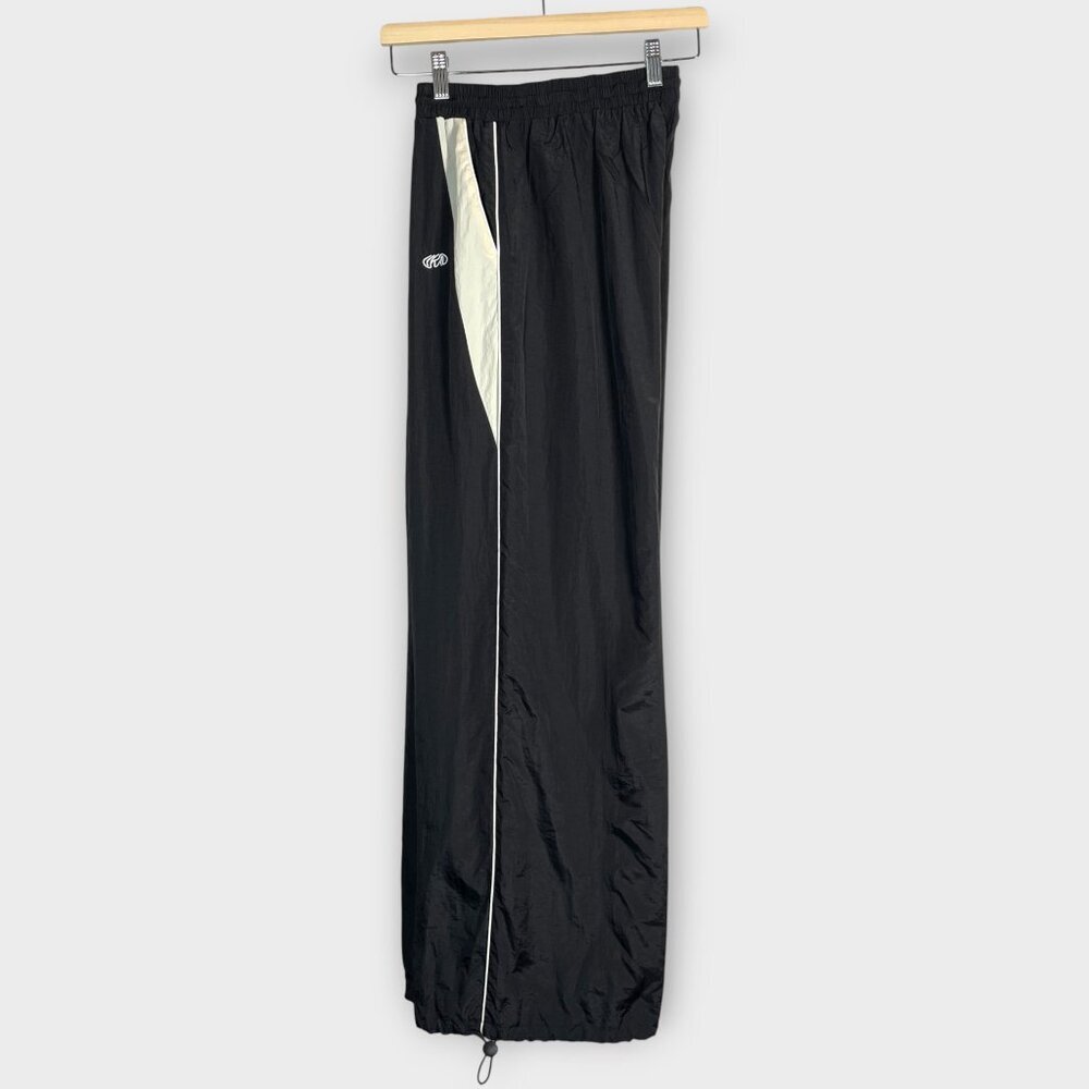 Black Baggy Track Joggers Womans XL Pockets Drawstrings at Waist and Ankles Y2K - Picture 3 of 12